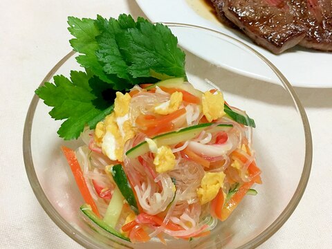 タイ風ドレで和えるだけカニカマ胡瓜卵の春雨サラダ♡